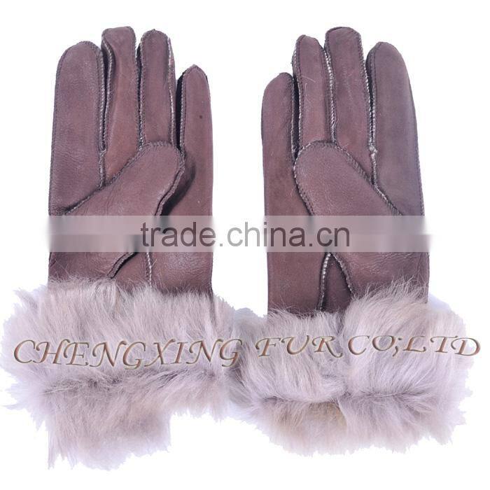 CX-A-59E Women Classic Elegant Genuine Leather Sheep Fur Gloves