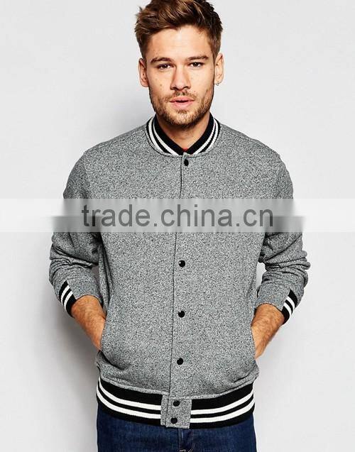 Men zip up plain varsity sweatshirt jacket custom, spring / autumn apperel OEM supplier