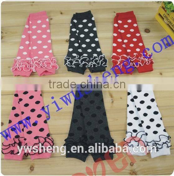 Lovely cotton children leg warmer,polka dots baby leg warmer with ruffle