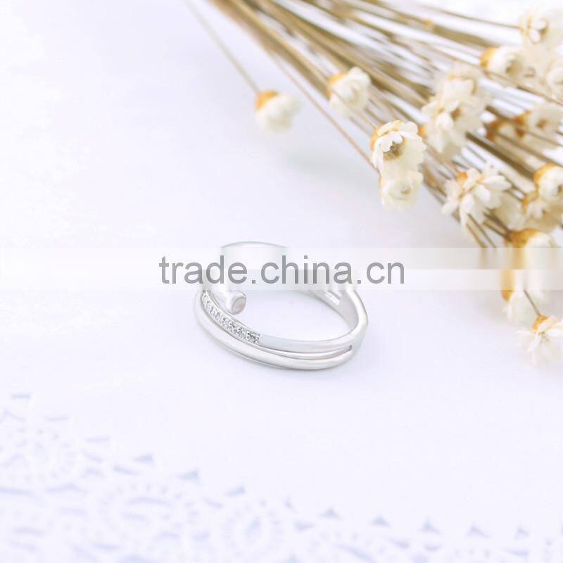 Ally express cheap wholesale high-end s925 silver jewelry AAA+ zirconia adjustable finger nail ring