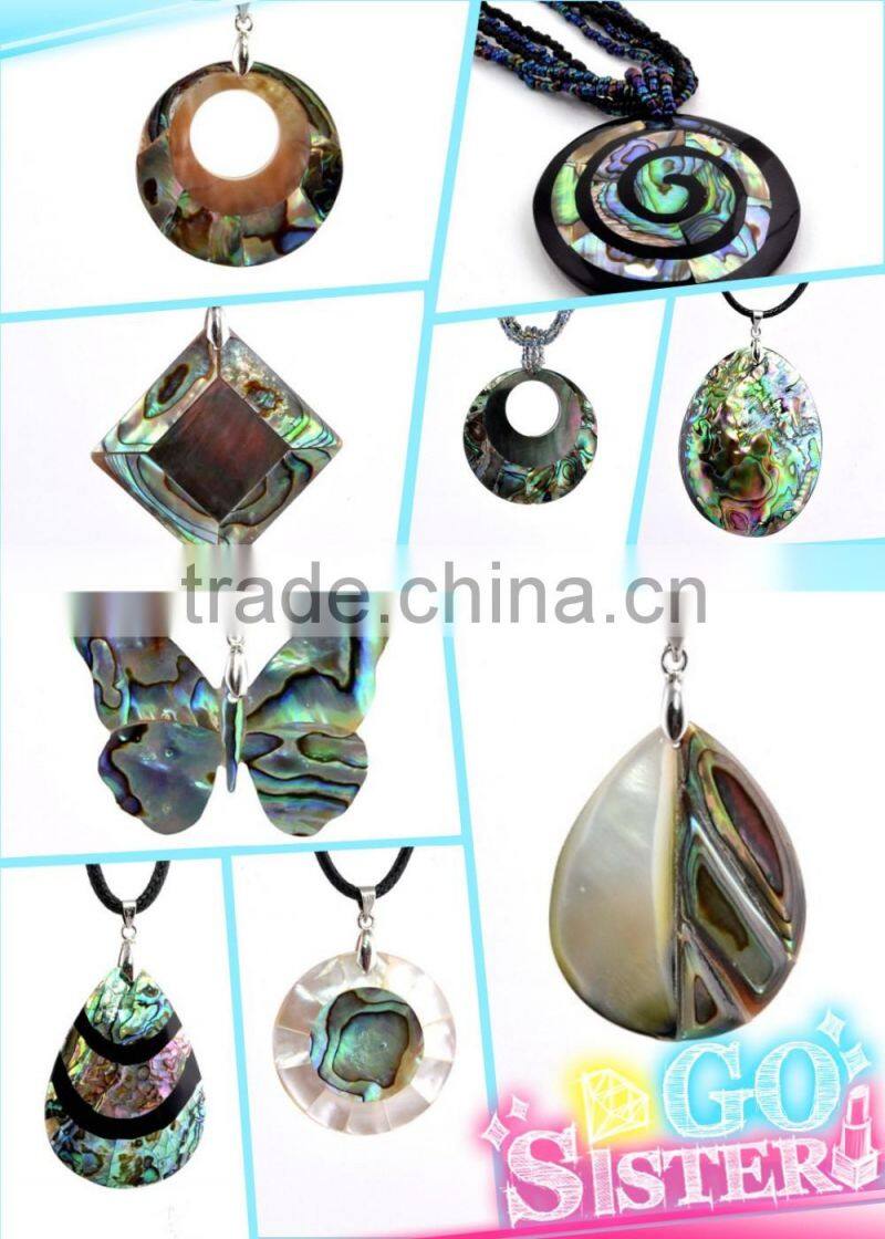 high end handmade stripe sea shell pendant necklace carved abalone shell necklace for engagement return gift