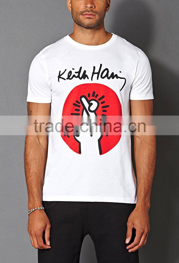 mens custom keith haring cross finger printed tshirts