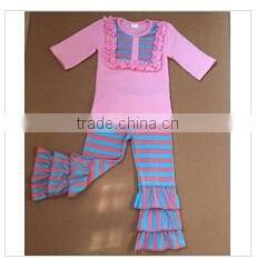 Xmas 2015 baby girl stripe cheap price girl stripe boutique pajamas fall cotton floral cotton damask green caters stripe outfit