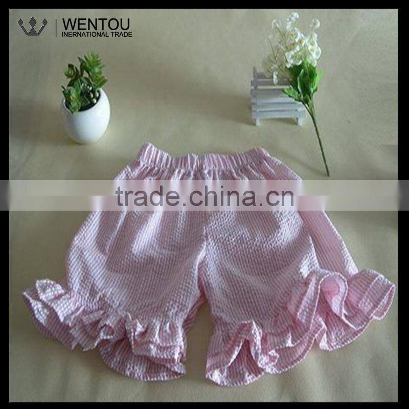 New Personalized Striped Ruffle Seersucker Girls Shorts