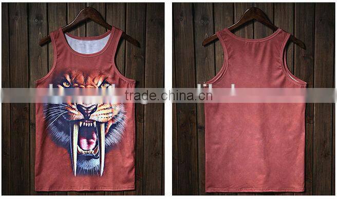 competitive price good sale men's sports gym cool dry wrestling singlet with animal printing