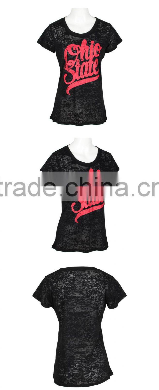 Custom Printing Short Sleeve Chevron Print Woman Shirt and Tops for Wholesale