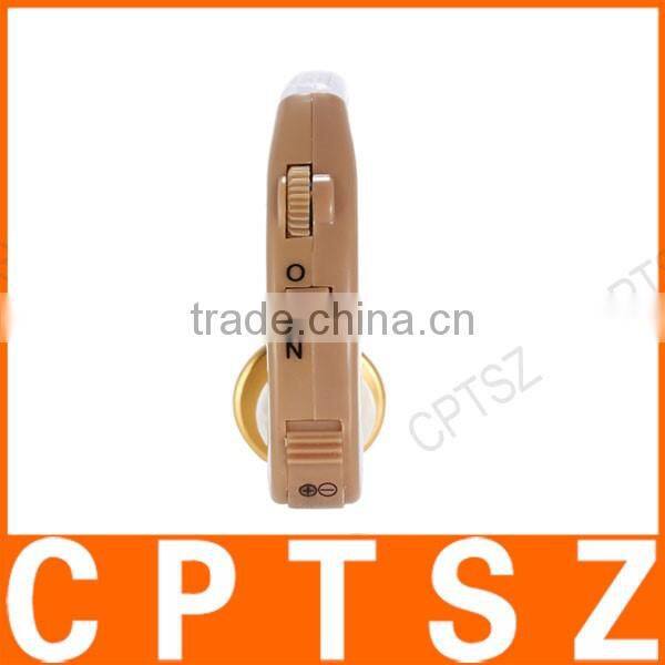 Behind Ear Sound Amplifier Digital Hearing Aid with Earplugs Volume Adjustable Audiphone Mini Brown