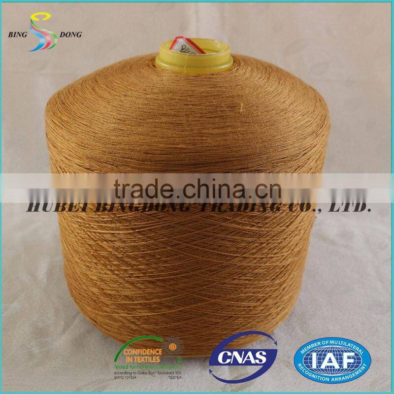 36s/2 dyed brown color 100% virgin spun polyester yarn manufacturer in china