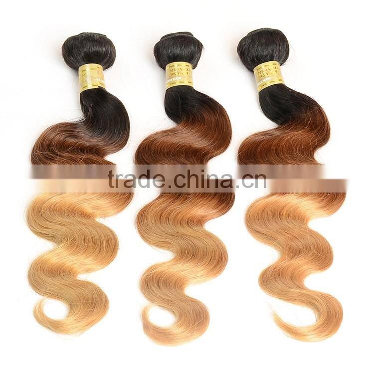 Blonde Indian Human Hair Weaves Wavy 1B/4/27# Body Wave Indian Ombre Hair Extension