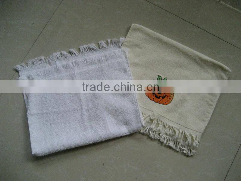 100% cotton velour embroidery fringe face towel