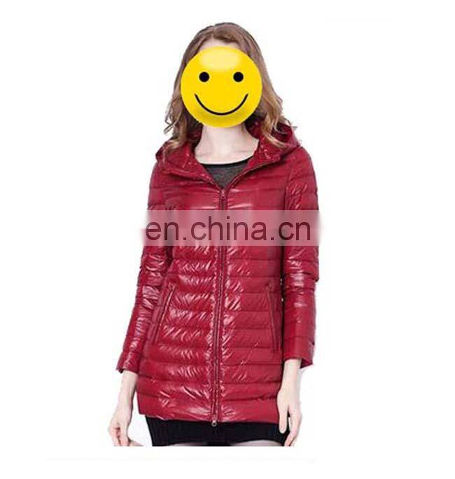 2017 newest woman long waterproof nylon shell down jacket