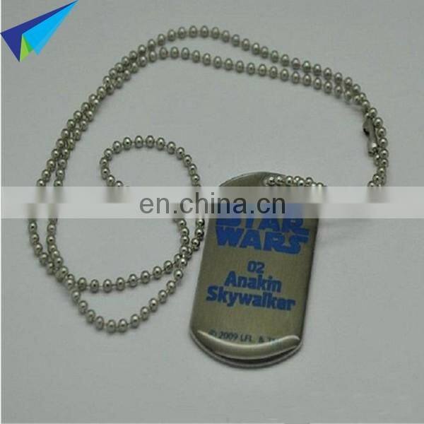 Aluminum red dog tag with engraved logo