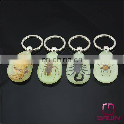 Luminous Real Insects Amber Keychain with Scorpion