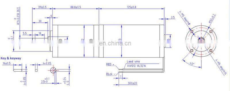 high torque Dia63mm 24 volt dc planetary gear motor, rated 24v 45Nm 16rpm