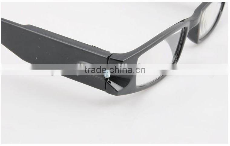 Ultra Bright Dual LED Lighted Up Map Book Readers Reading Black Full Frame Eye Glasses Eyeglass Spectacle Diopter Magnifier Ligh