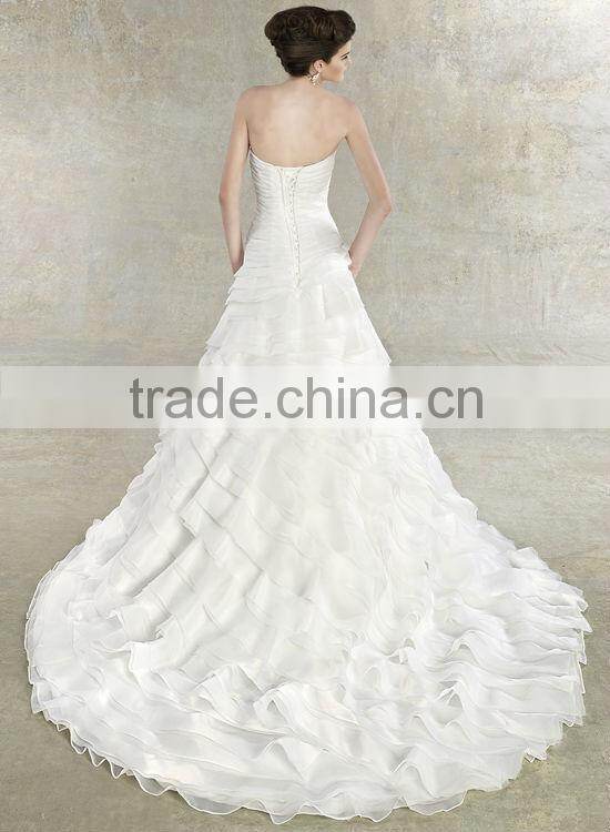 New Gorgeous A-line Tiered Organza Gown Wedding Dress 2014