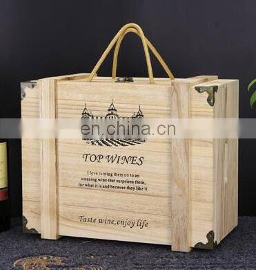 Rectangular wooden bamboo gift packing box with hinged lids