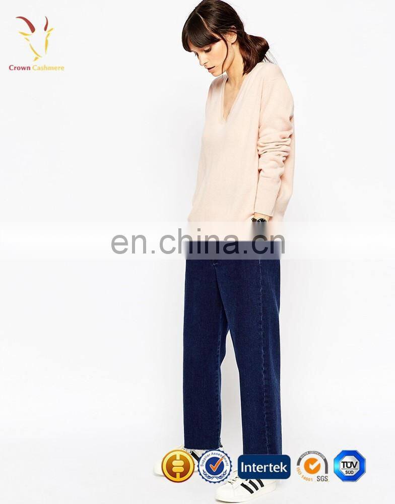 Ladies V Neck Cashmere Sweater OEM Service