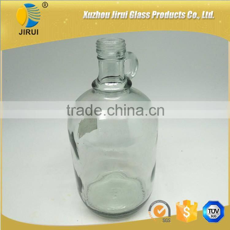 2L big wine glass bottle with handling for storage