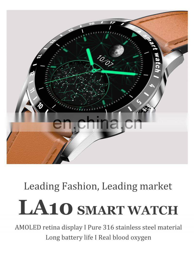 LA10 Mens Womens Fashion Smartwatch Blood Oxygen Heart Rate IP68 Waterproof Smart Watch Round Shape