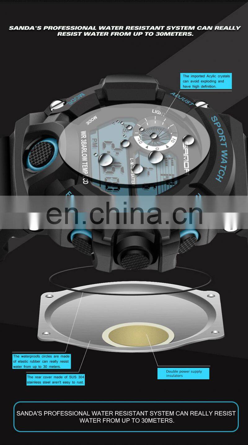 2018 Best Sanda Digital Watch Waterproof Sports Men's Outdoor Electronic Watch Multi-functional Student Smart Watch