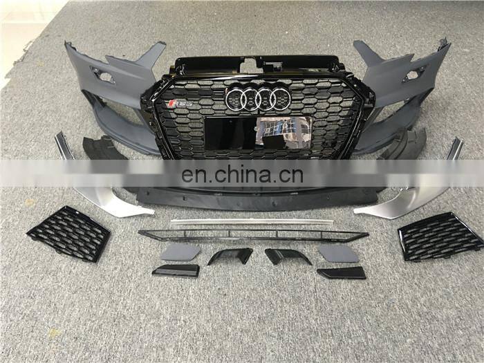 Runde Top Quality For 2017-2019 Audi A3 S3 Upgrade RS3 Front Bumper Front Grille Body Kit