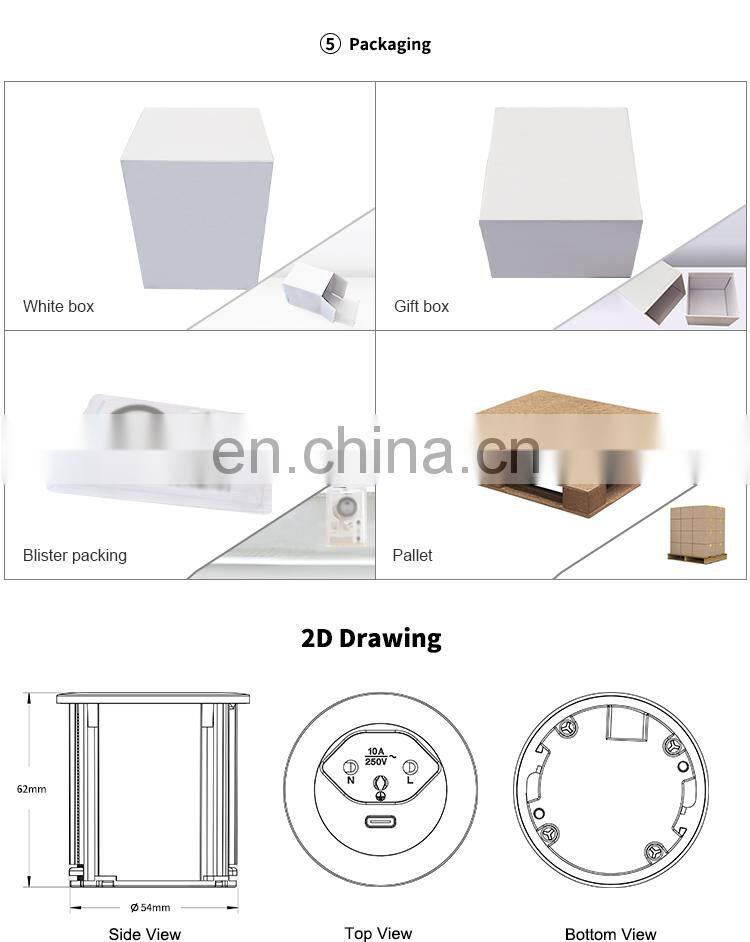 Socket grommet with USB smartphone charger and laptop charger type c 25W