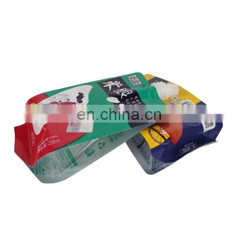 Customized metallic aluminum foil jelly packaging bag food grade juice stand up spout pouches with cap drink packaging sachet