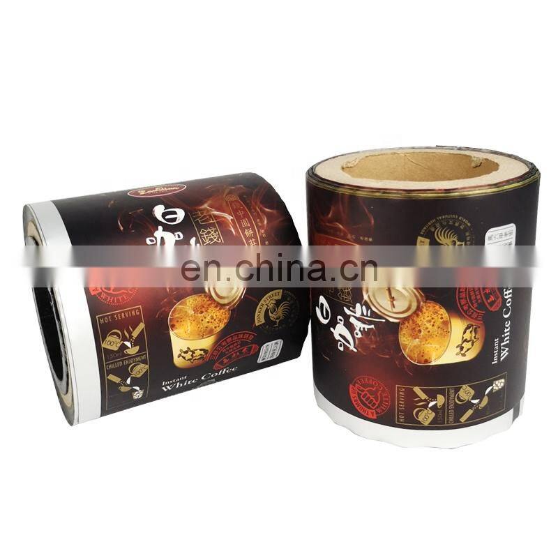 Automatic sachet packaging roll film food grade plastic laminated aluminum foil film white coffee bags custom printed rolls
