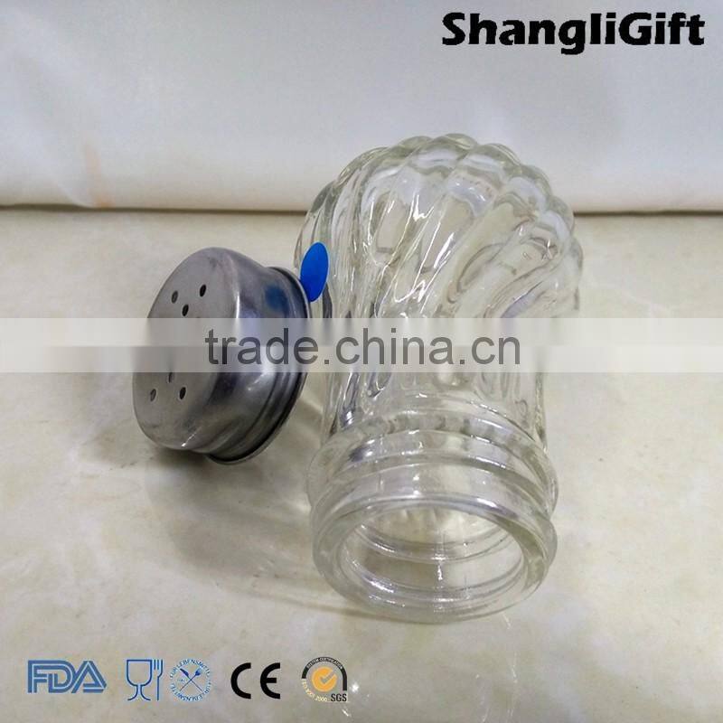 cheap 50ml ribbed pepper salt jars glass spice jars with metal lids