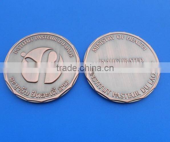 antique silver coin rectangle coin with 3D figure logo