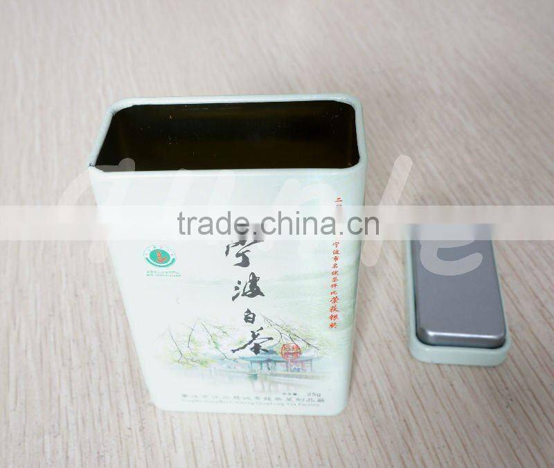 Rectangular Tea Small Tin Cans With Embedded Lid
