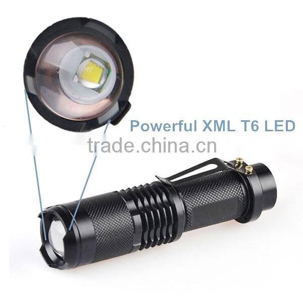 SK98 XM-L T6 LED 2000lm Zoom 5 Modes Waterproof Mini Flashlight
