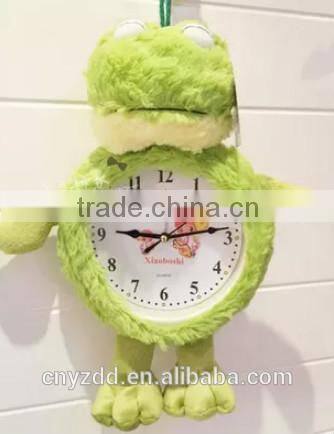Plush wall clock /Plush decoration supe wall clock/plush frog clock