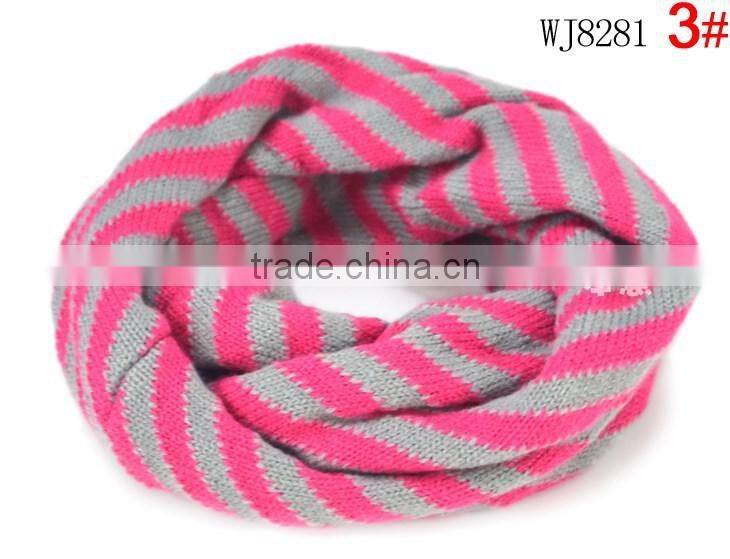 Wholesale New Winter Wool Knitted Striped Circle Loop Kids Infinity Scarf