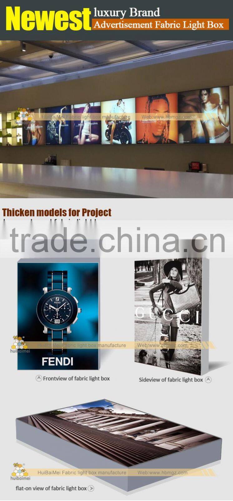 Backlit Trade Show Displays LED Advertising Frameless Light Box