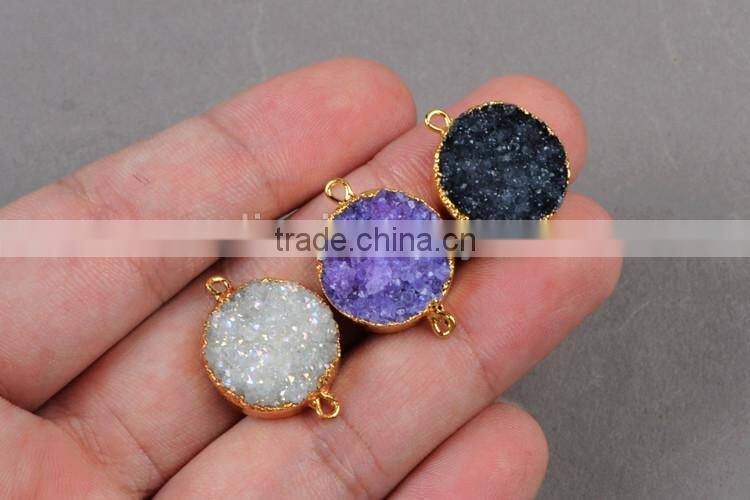 New Tiny Druzy Necklace Gold Filled Raw Crystal Drusy Pendant Necklace Simple Semi Jewelry Findings in China