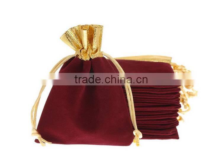 small quantity accept cheap custom velvet/cotton drawstring pouch bag,stock women's lady jewelry bag wholesale