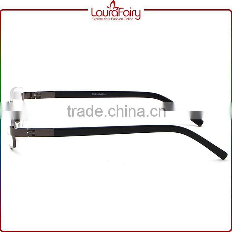 Laura Fairy China Newest Designed Black Temple Semi-Frame Metal Optical Frames