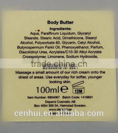 2015 customize beautiful pink round adhesive words printing sticker for cosmetics