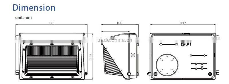 NEW Design 45W 3700lumen LED Wall Pack with UL DLC ,outdoor led wall lights