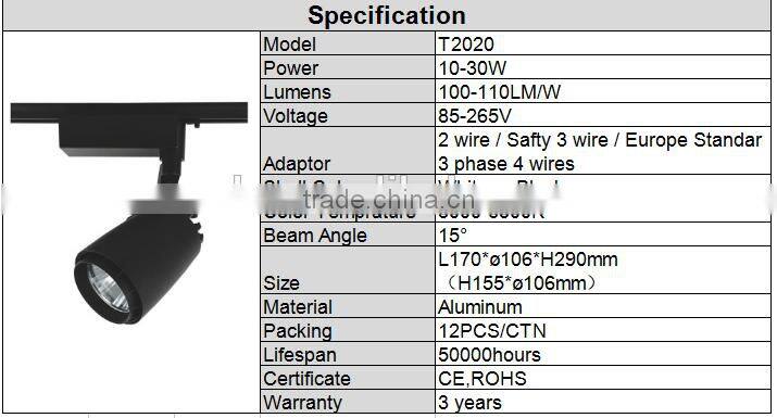 30w track light with high power led chip for Clothing Shop, Shopping Mall