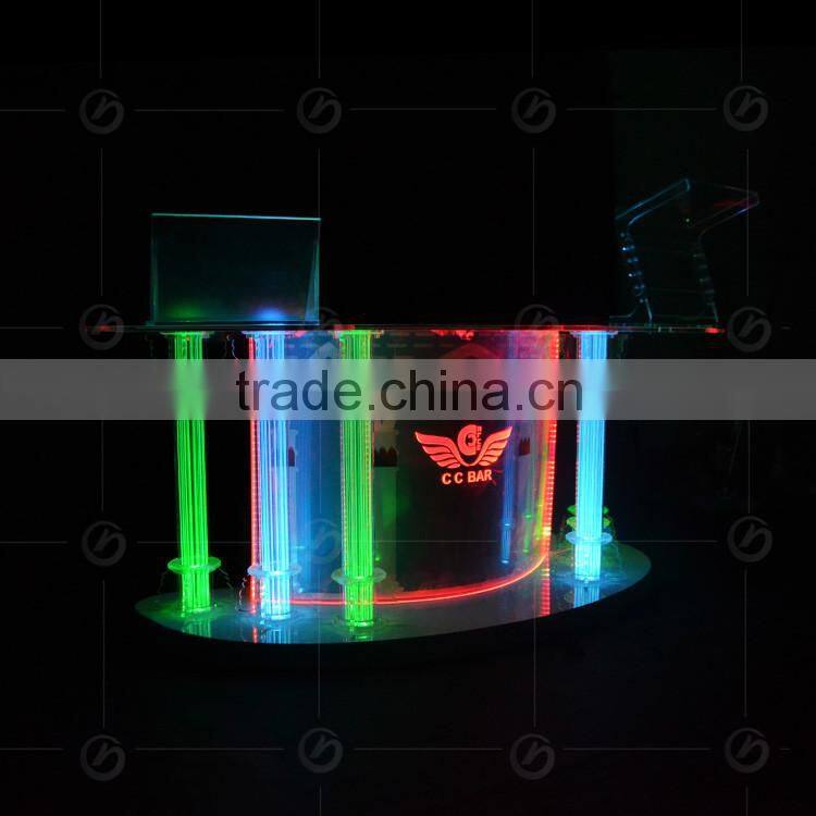 night bar acrylic LED table designs, night club dj facade, night bar booth, LED lectern with drawer