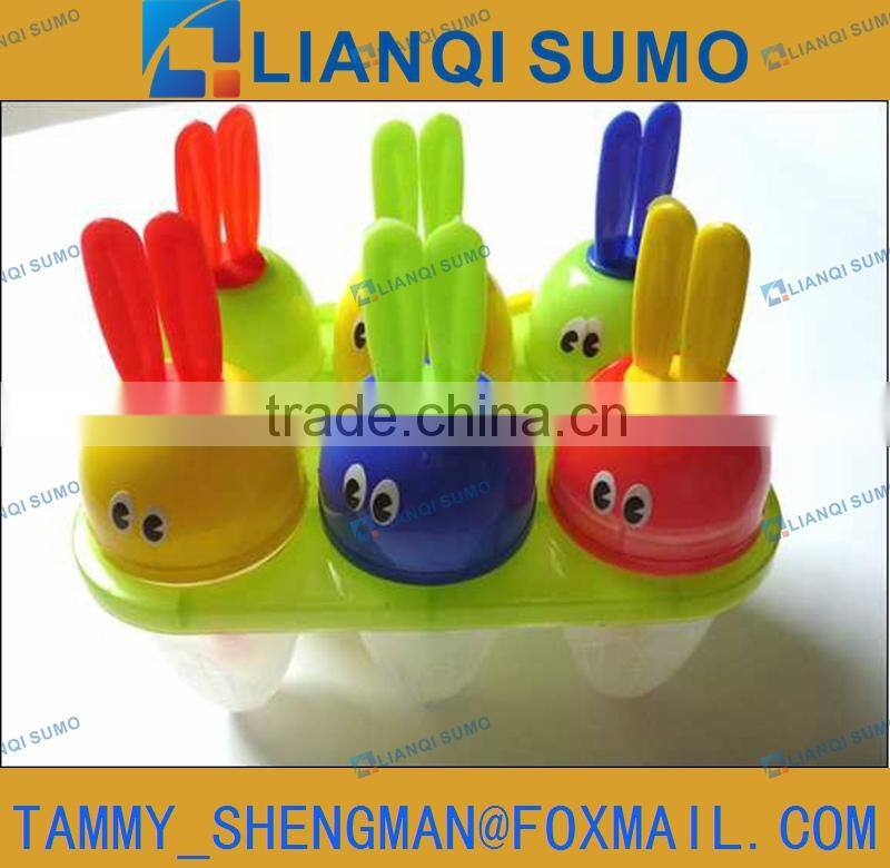 6pcs LFGB/FDA Food Grade plastic ice lolly mould rabbit shape