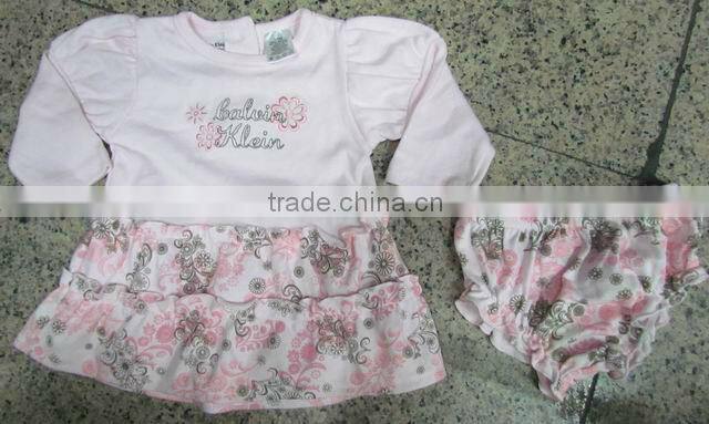 GS20598Tsummer cotton stock little girl's dress set 2 piece