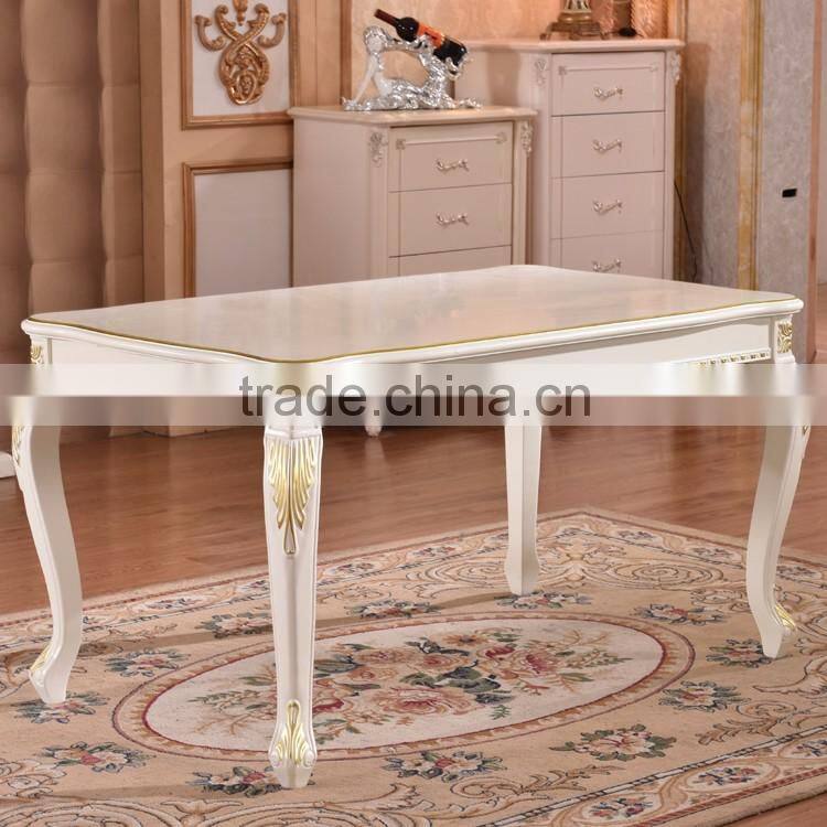 Luxury European solid wood banquet table hotel table and chairs with gold painted