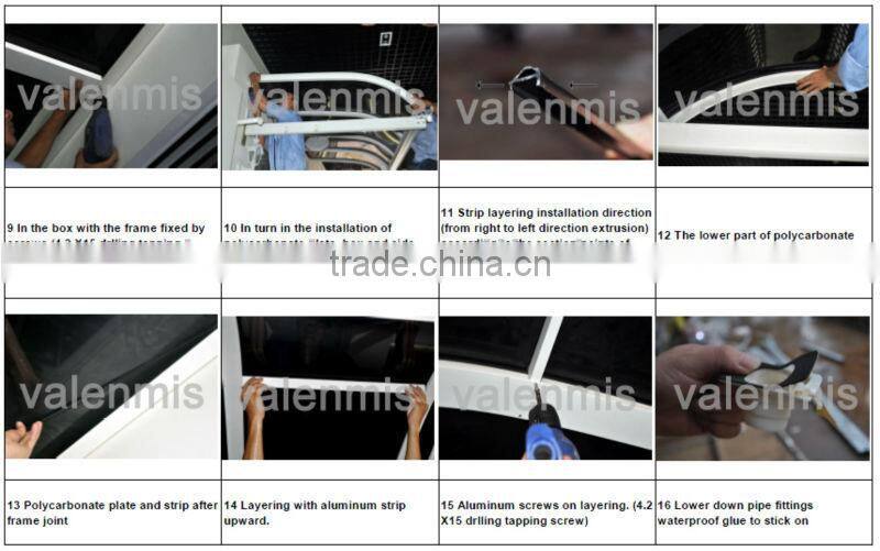 2016 Aluminum balcony awning with LED light