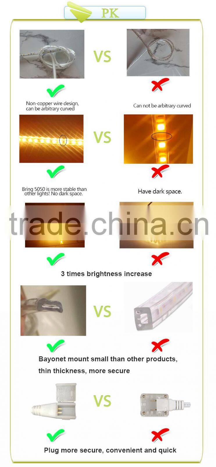 High Lumens 60led 3000K 5050 led strip Light