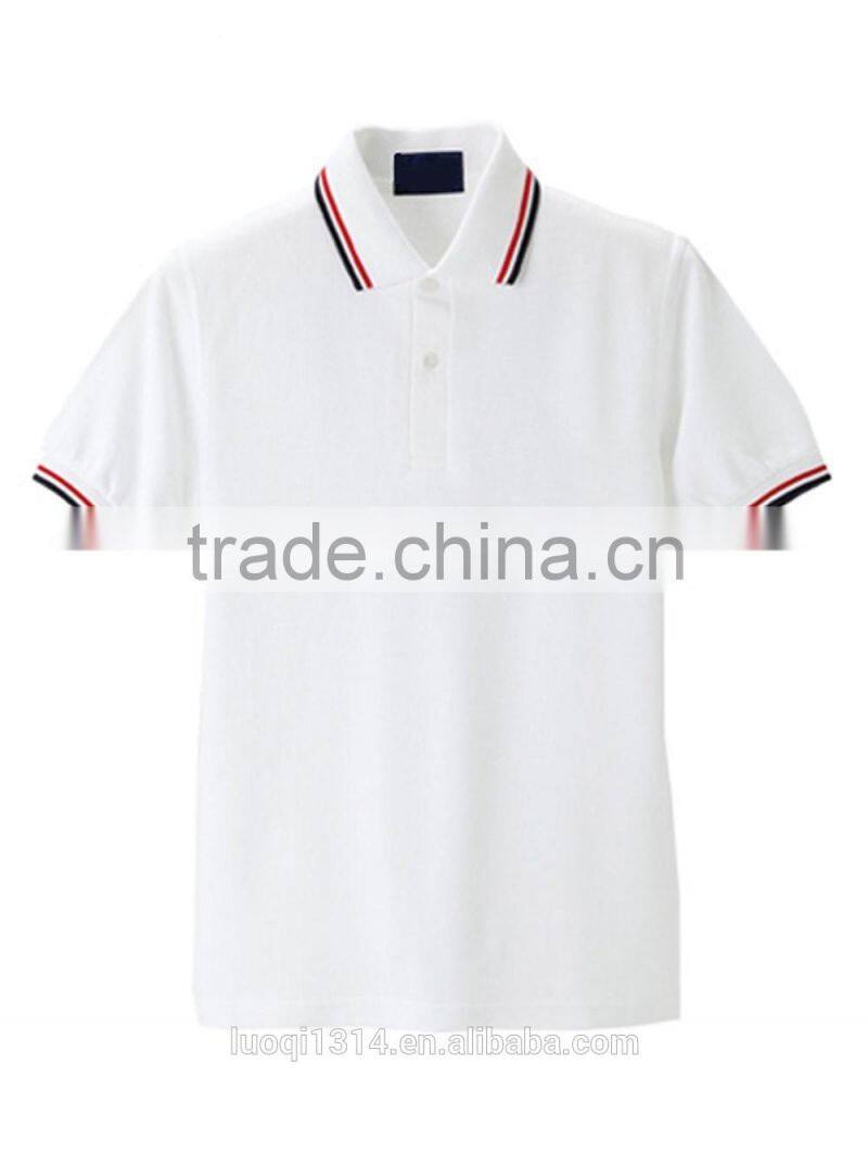 Men's Polo Sport White Red Black Stripe Collar Solid Polo Shirts