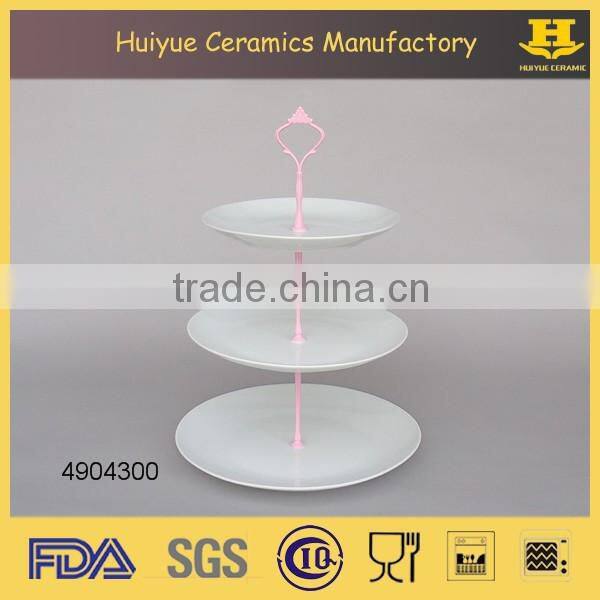 2015 new product factory directly ceramic cake stand, 3 tiers ceramic cup cake stand